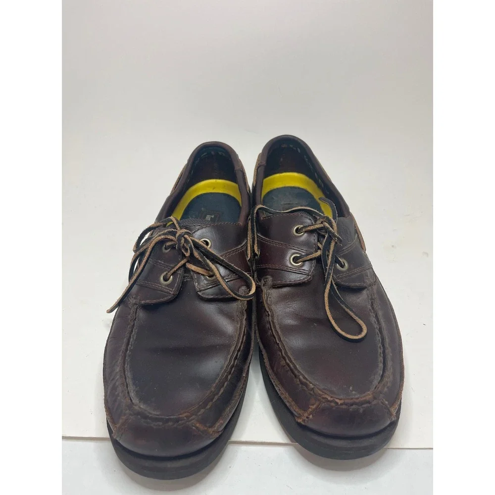Timberland Mens Boat Yacht Shoes 10.5 M Brown Leather 2 Eyelet Classic Lug Sole